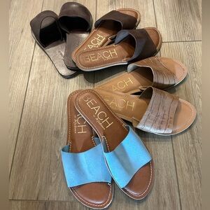 Set of 4 Matisse Beach Carmen + Cabana Slide Sandals in Brown, Tan, Baby Blue 8